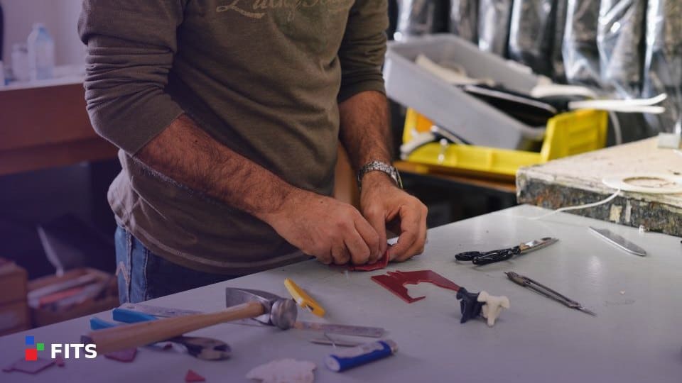Craftsman working in a small workshop