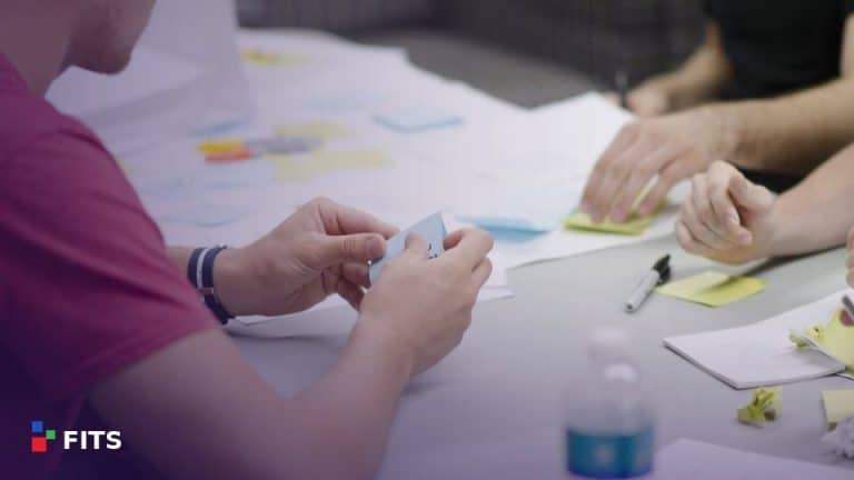 Team planning with sticky notes