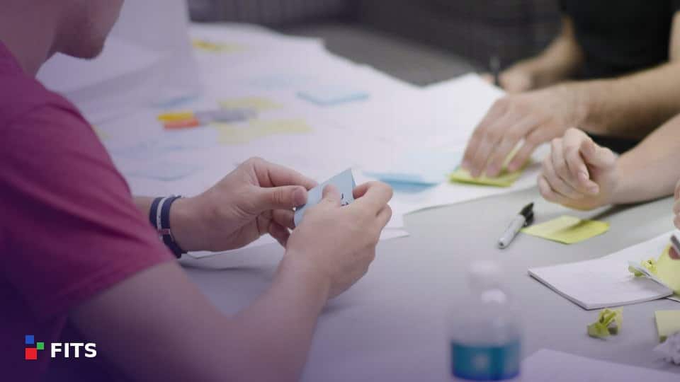 Team planning with sticky notes